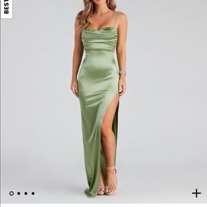 Windsor Lola High Slit satin dress